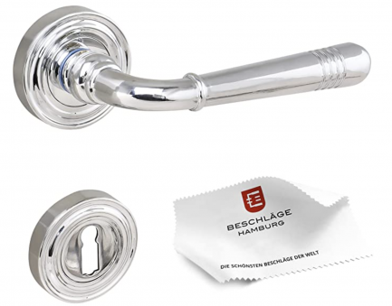tecnoGRIFF Art dèco Rosetten Garnitur EMILY 70-07 ZAMAK in CHROM POLIERT MPC