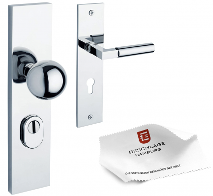 tecnoGRIFF BAUHAUS Sicherheitsgarnitur 245-02ZAMAK 72 mm Abstand für Wohnungseingangstüren